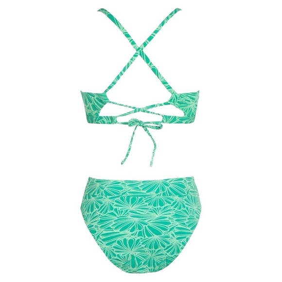 NEW Cupshe Scallop V-Neck High Waisted Bikini in Mint Green Size XS - Picture 4 of 9